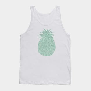 Mint Green Glitter Filled Pineapple Design Tank Top